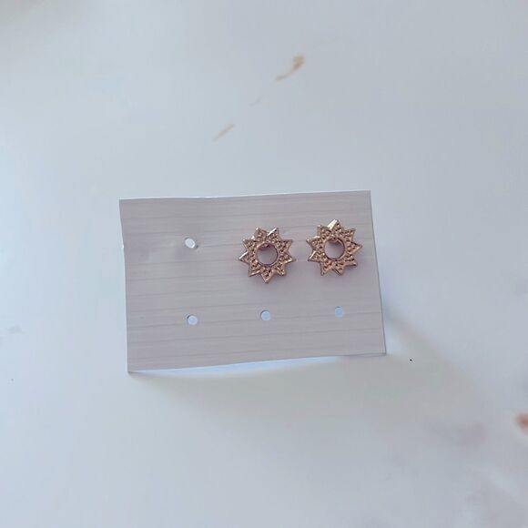 Gold Sun Charm Stud Earrings - Picture 1 of 1